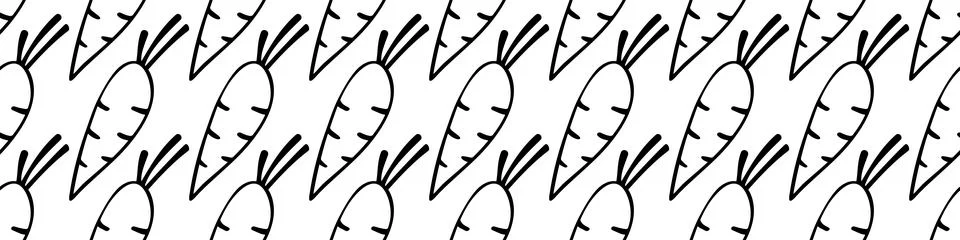 Vector seamless pattern of outline carrots icons. Hand drawn doodle cute text Illustrazione stock