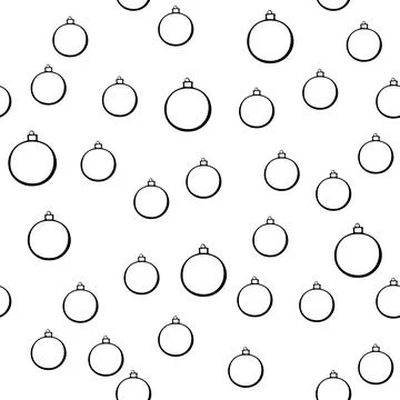 Vector Seamless pattern with outline Christmas tree balls. Simple backgrounds Stock Illustration
