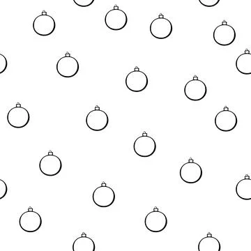 Vector Seamless pattern with outline Christmas tree balls. Simple backgrounds Stock Illustration