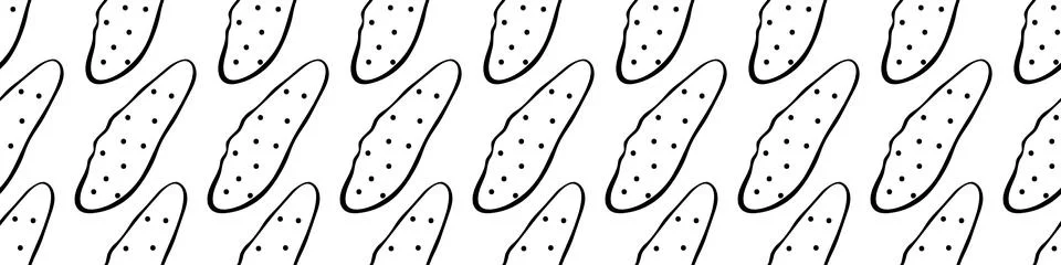 Vector seamless pattern of outline cucumbers icons. Hand drawn doodle texture イラスト素材