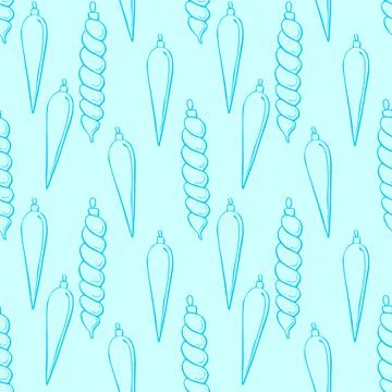 Vector seamless pattern with outline long hanging toys, decorations for xmas  Stock Illustration