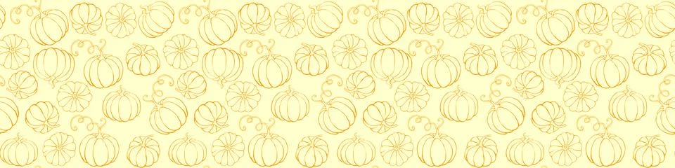 Vector seamless pattern with outline pumpkins in doodle style. Halloween or t Stock Illustration