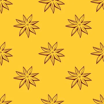 Vector seamless pattern of outline star anise in doodle style, isolated. Cook Illustrazione stock
