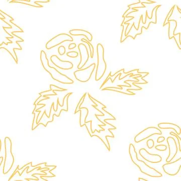 Vector seamless pattern with outline stylized roses. Beautiful floral backgro Stock Illustration