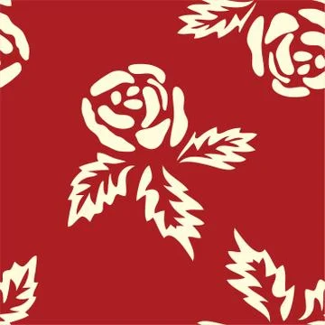 Vector seamless pattern with outline stylized roses. Beautiful floral backgro 库存插图