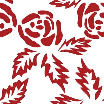 Vector seamless pattern with outline stylized roses. Beautiful floral backgro 库存插图