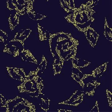 Vector seamless pattern with outline stylized roses. Beautiful floral backgro Stock Illustration