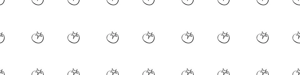 Vector seamless pattern of outline tomatoes icons. Hand drawn doodle texture, 스톡 일러스트
