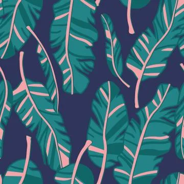 Vector seamless pattern with palm leaves. Graphic stylized drawing. Stock Illustration