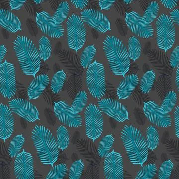 Vector seamless pattern with palm leaves. Stock Illustration