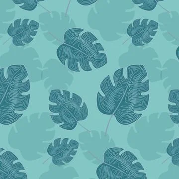 Vector seamless pattern with palm leaves. Stock Illustration