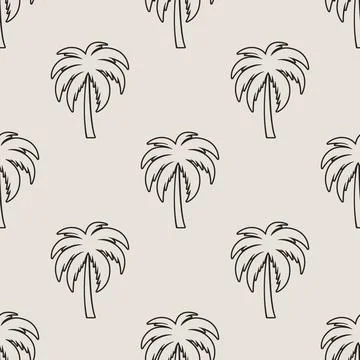 Vector Seamless Pattern with Palm Trees, Palm Tree Design Template, Print. Palm Stock Illustration