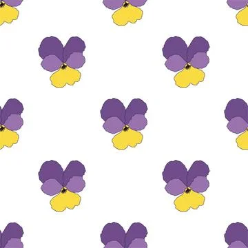 Vector seamless pattern with pansies, floral background of flowers Stock Illustration