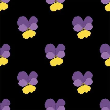 Vector seamless pattern with pansies, floral background of flowers Stock Illustration
