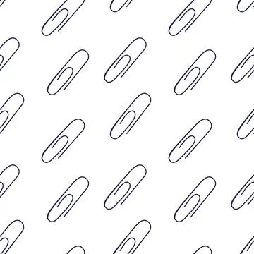 Vector seamless pattern with paper clips for school. Line element isolated Stock Illustration