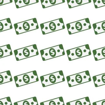 Vector seamless pattern of paper dollar symbol on white background Stock Illustration