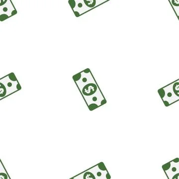 Vector seamless pattern of paper dollar symbol on white background Stock Illustration