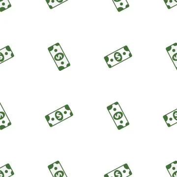 Vector seamless pattern of paper dollar symbol on white background Stock Illustration