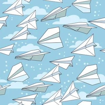 Vector seamless pattern with paper planes. Creative texture design Stock Illustration
