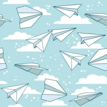 Vector seamless pattern with paper planes. Creative texture design Stock Illustration