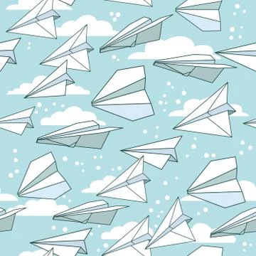 Vector seamless pattern with paper planes. Creative texture design Stock Illustration