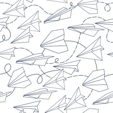 Vector seamless pattern with paper planes. Creative texture design Stock Illustration
