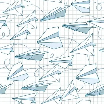 Vector seamless pattern with paper planes. Creative texture design Stock Illustration