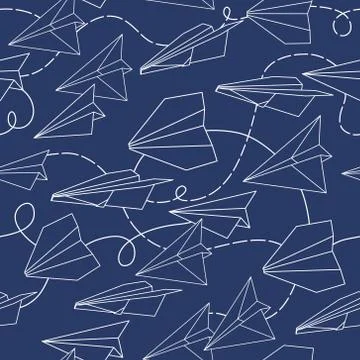 Vector seamless pattern with paper planes. Creative texture design Stock Illustration