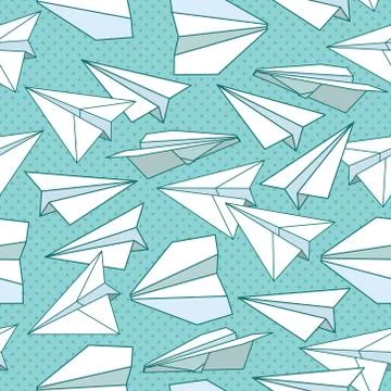Vector seamless pattern with paper planes. Creative texture design Stock Illustration