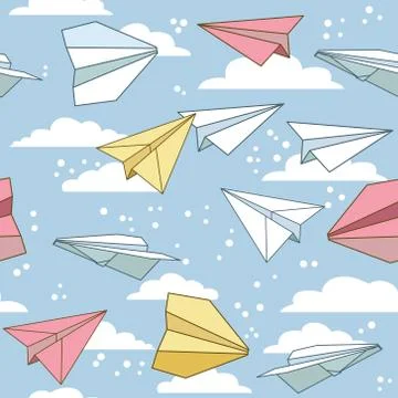 Vector seamless pattern with paper planes. Creative texture design Stock Illustration