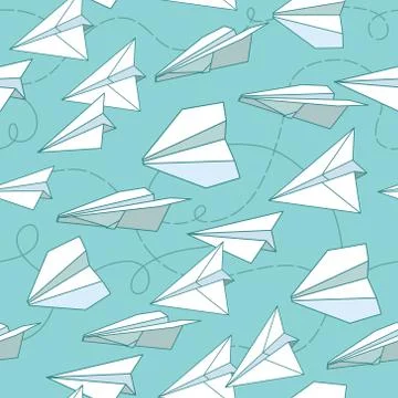 Vector seamless pattern with paper planes. Creative texture design Stock Illustration