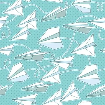 Vector seamless pattern with paper planes. Creative texture design Stock Illustration