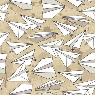 Vector seamless pattern with paper planes. Creative texture design Stock Illustration