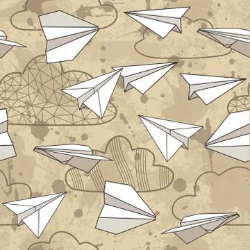 Vector seamless pattern with paper planes. Creative texture design Stock Illustration