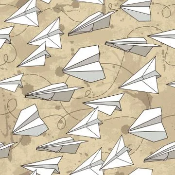 Vector seamless pattern with paper planes. Creative texture design Stock Illustration