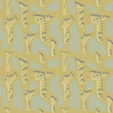 Vector seamless pattern on pastel background with twigs and berries. Illustrazione stock