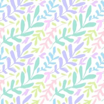Vector seamless pattern with pastel colors hand drawn botanical elements, b.. Illustrazione stock