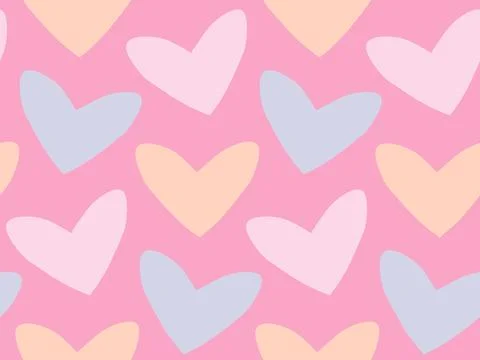Vector seamless pattern of pastel hearts in trendy 2026 colors. Cute hearts.. Stock Illustration