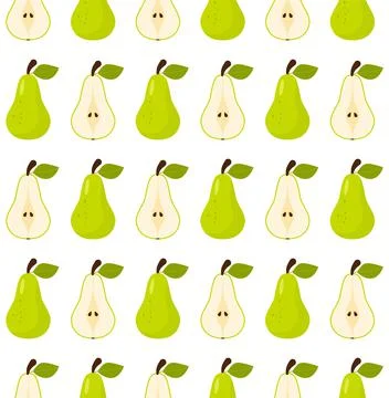 Vector seamless pattern in pears on a white background Stock Illustration