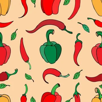 Vector seamless pattern with pepper Illustrazione stock