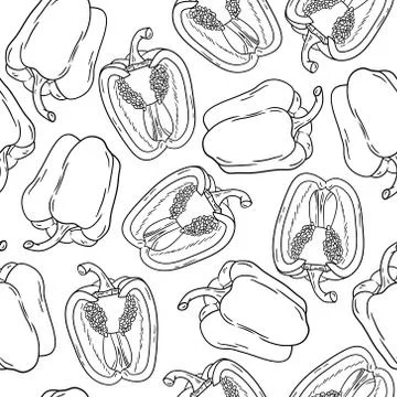 Vector seamless pattern with peppers Stock Illustration