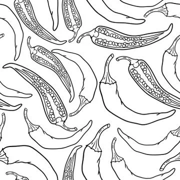 Vector seamless pattern with peppers Stock Illustration