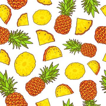 Vector seamless pattern of pineapples 스톡 일러스트