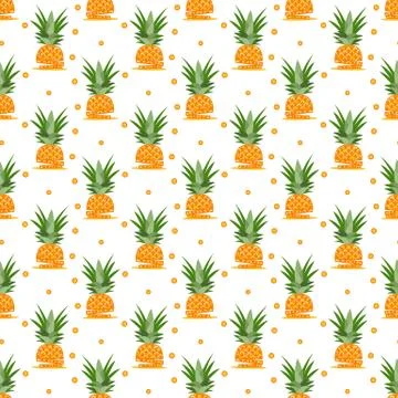 Vector seamless pattern with pineapples, slices Stock Illustration