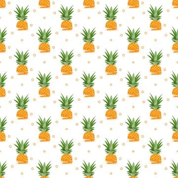 Vector seamless pattern with pineapples, slices Stock Illustration