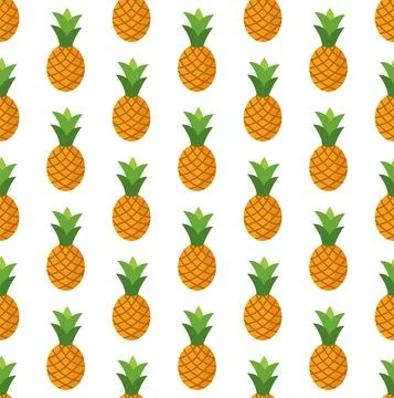 Vector seamless pattern in pineapples on a white background Stock Illustration