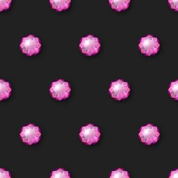 Vector Seamless Pattern with Pink 3d Realistic Transparent Round Glowing イラスト素材