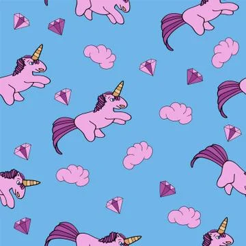 Vector seamless pattern on a pink background unicorn ponies pink Stock Illustration