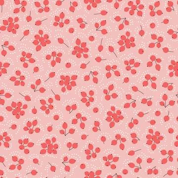 Vector seamless pattern with pink berries. Simple repeatable floral backgro.. イラスト素材