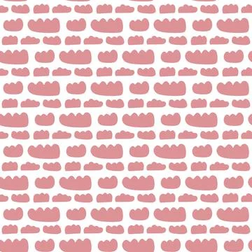 Vector seamless pattern with pink clouds on white background. Hand drawn dood イラスト素材